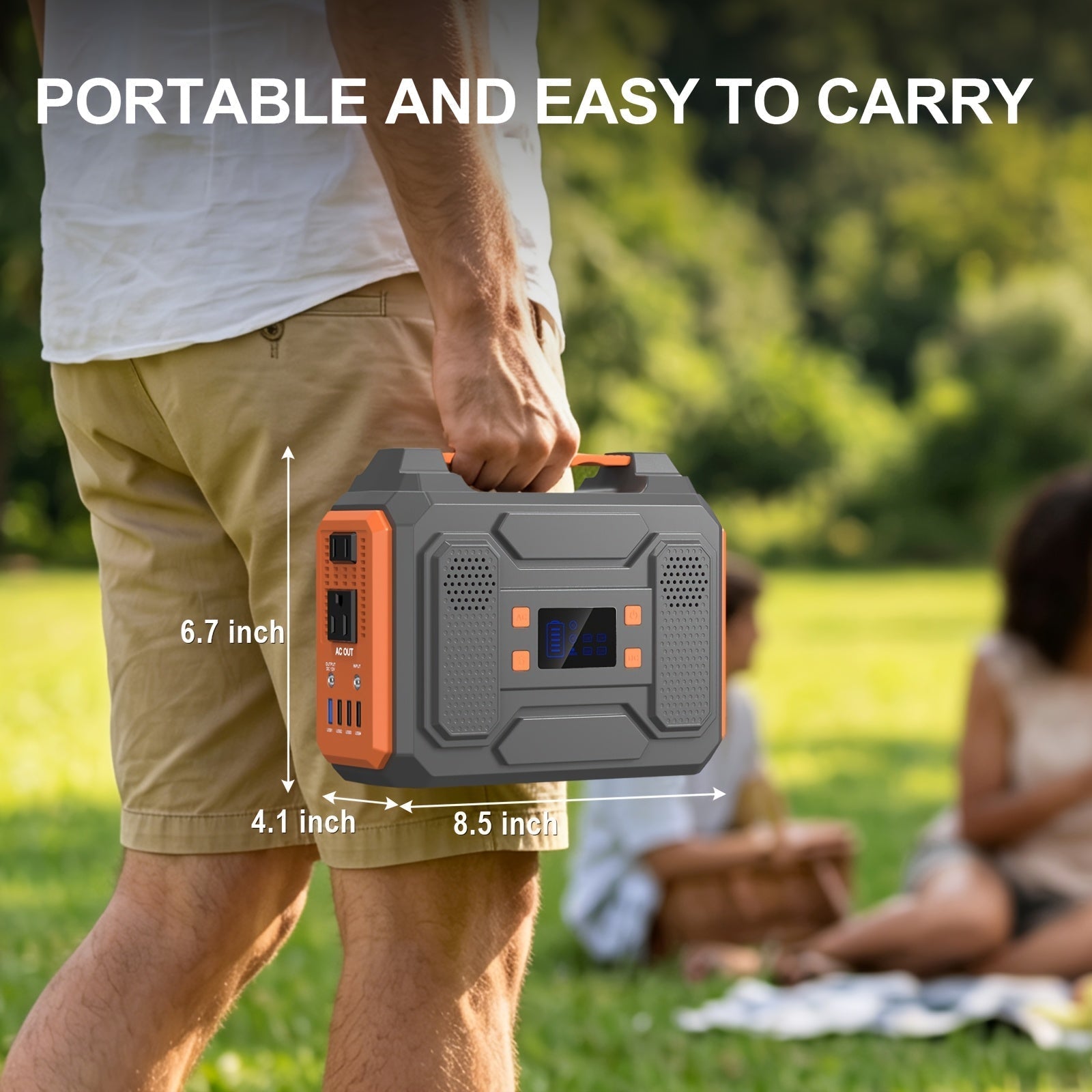 Portable Power Station 100W 300W Solar Generator AC Outlet USB QC3.0 Fast Charge DC Port LED Flashlight High Capacity Battery Pack for Camping Hiking CPAP Emergency Backup Power