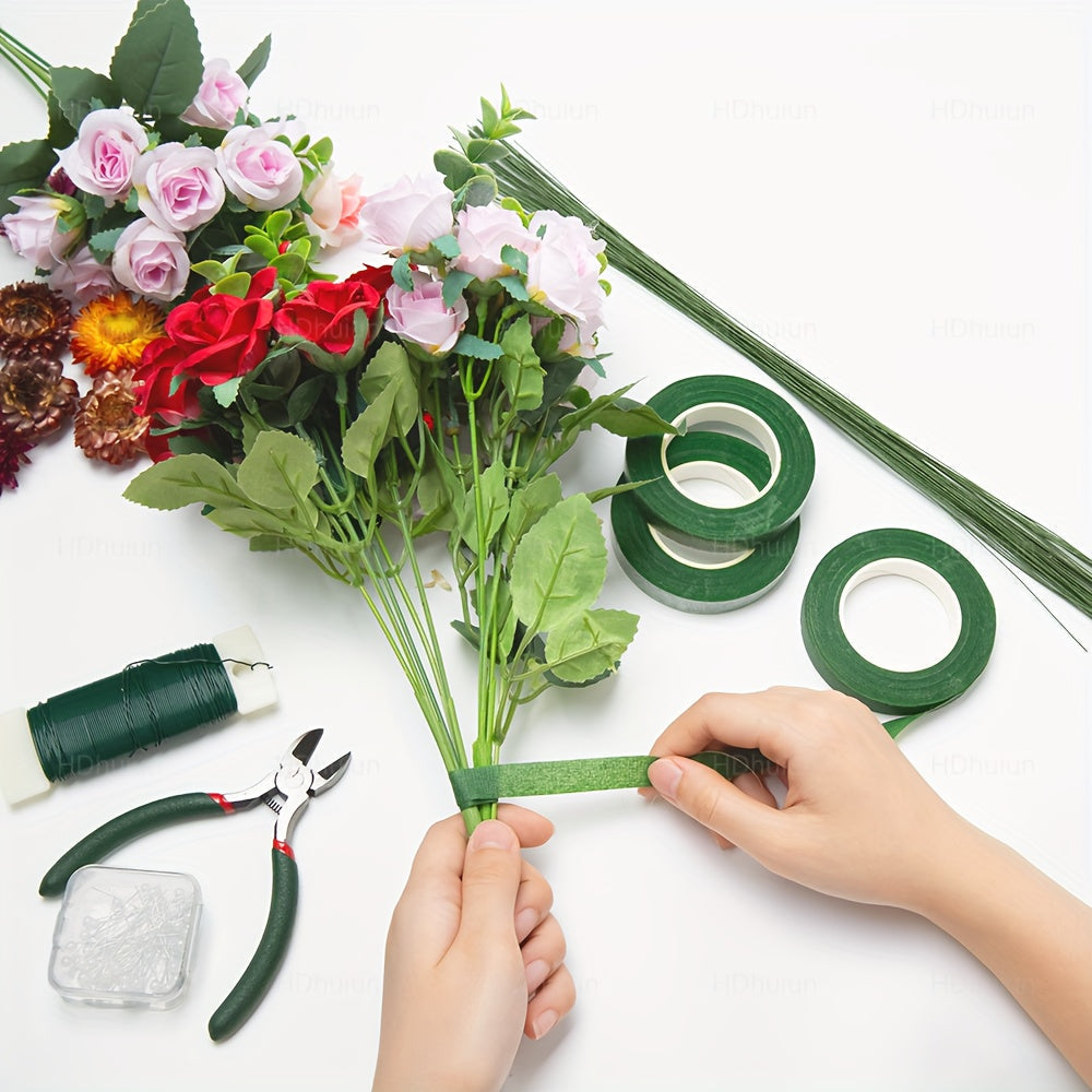105Pcs Floral Arrangement Kit with Green Floral Tape Wire Boutonniere Flower Pins and Wire Cutter – DIY Wreath Making Wedding Bouquet Corsage Centerpiece Craft Supplies for Beginners and Professionals