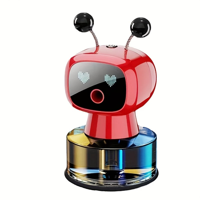Robot Smart Car Air Freshener USB Rechargeable Auto Spray AI Expression Display 4 Scent Levels Adjustable Automatic Fragrance Diffuser Car Decoration Gift