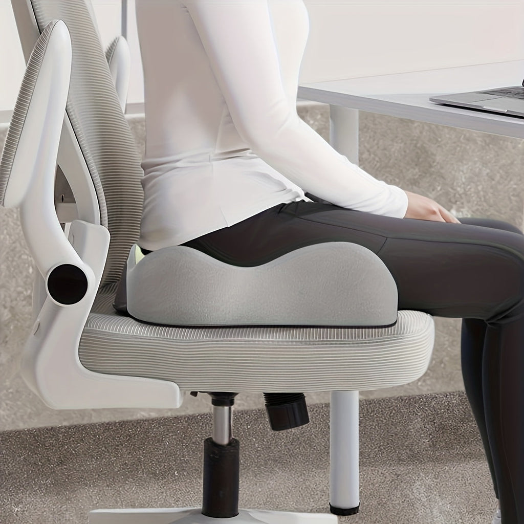 Memory Foam Seat Cushion Ergonomic Tailbone Coccyx Relief for Office Chair Wheelchair Car Seat – Contoured Non-Slip Breathable Knit Cover Lumbar Support Multiple Colors