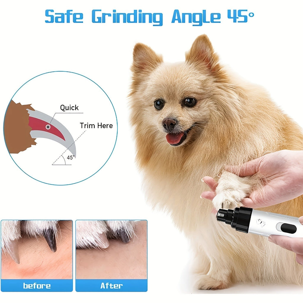 Electric Dog Nail Grinder Quiet Painless USB Rechargeable with LED Screen Multi-Speed Pet Grooming Tool for All Breeds