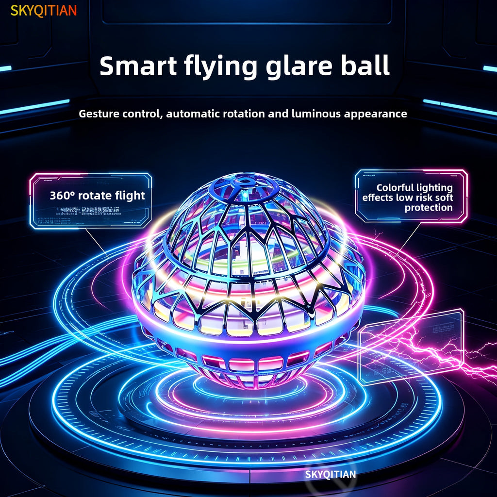 UFO Magic Flying Ball Toy with LED Light – Hand Control Boomerang Hover Ball Intelligent Remote Gesture Control Outdoor Indoor Game Party Gift for Kids Boys Girls Halloween Christmas