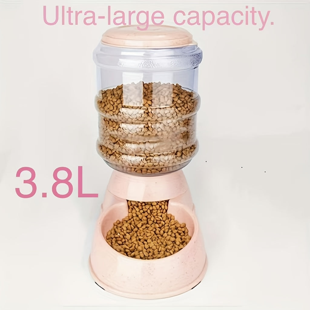 Automatic Gravity Pet Feeder and Water Dispenser 1 Gallon 3.8L - No Battery BPA-Free PP, Hands-Free Gravity Feeding Station for Cats and Small Medium Dogs, Perfect Pet Gift