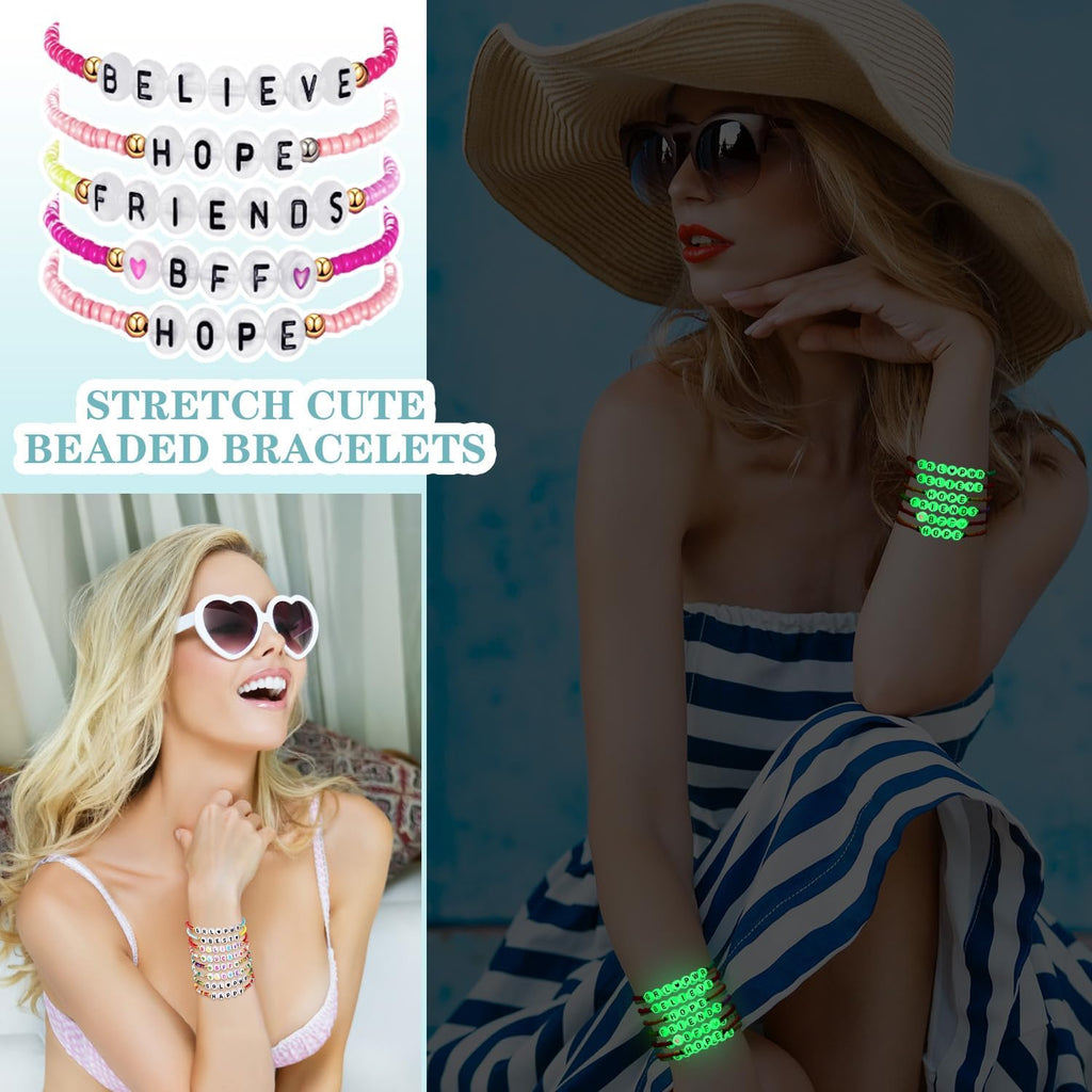 96 Pcs Y2K Beaded Friendship Bracelets Set for Women Teen Girls – Colorful Stackable BFF Party Favors Bulk Bracelet Pack Trendy Jewelry Gift Birthday Valentine's Day Easter Christmas