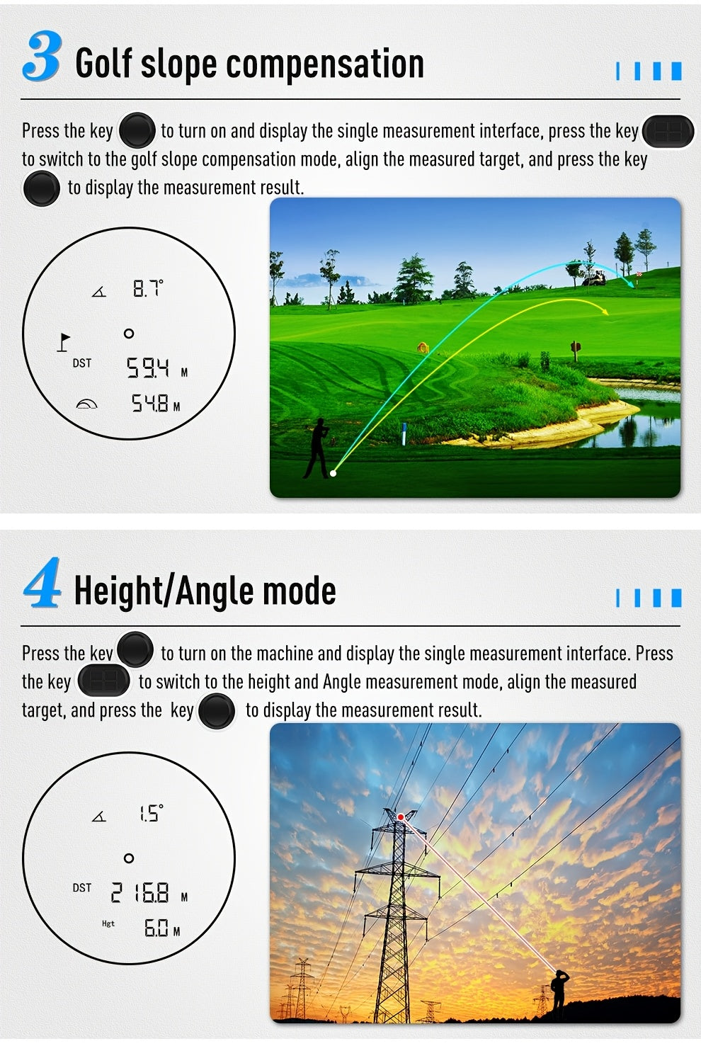 1200 Yard Laser Golf Rangefinder 6X Magnification Slope Switch Pulse Vibration Target Lock Trajectory Compensation Type-C Rechargeable for Golf and Hunting