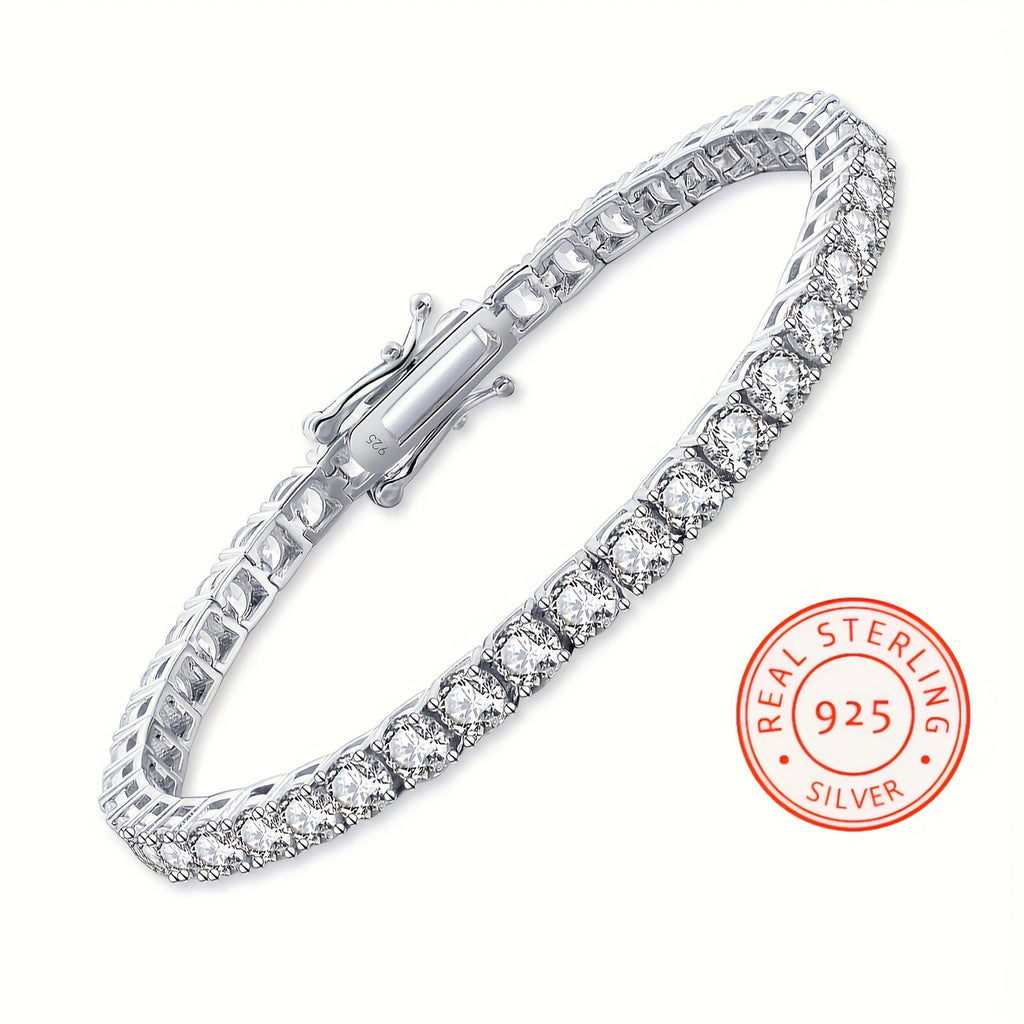 925 Sterling Silver 5mm Moissanite Tennis Bracelet – Sparkling Lab Diamond Hip Hop Luxury Jewelry Gift for Women, Banquet Wedding Anniversary Birthday Christmas Mother's Day