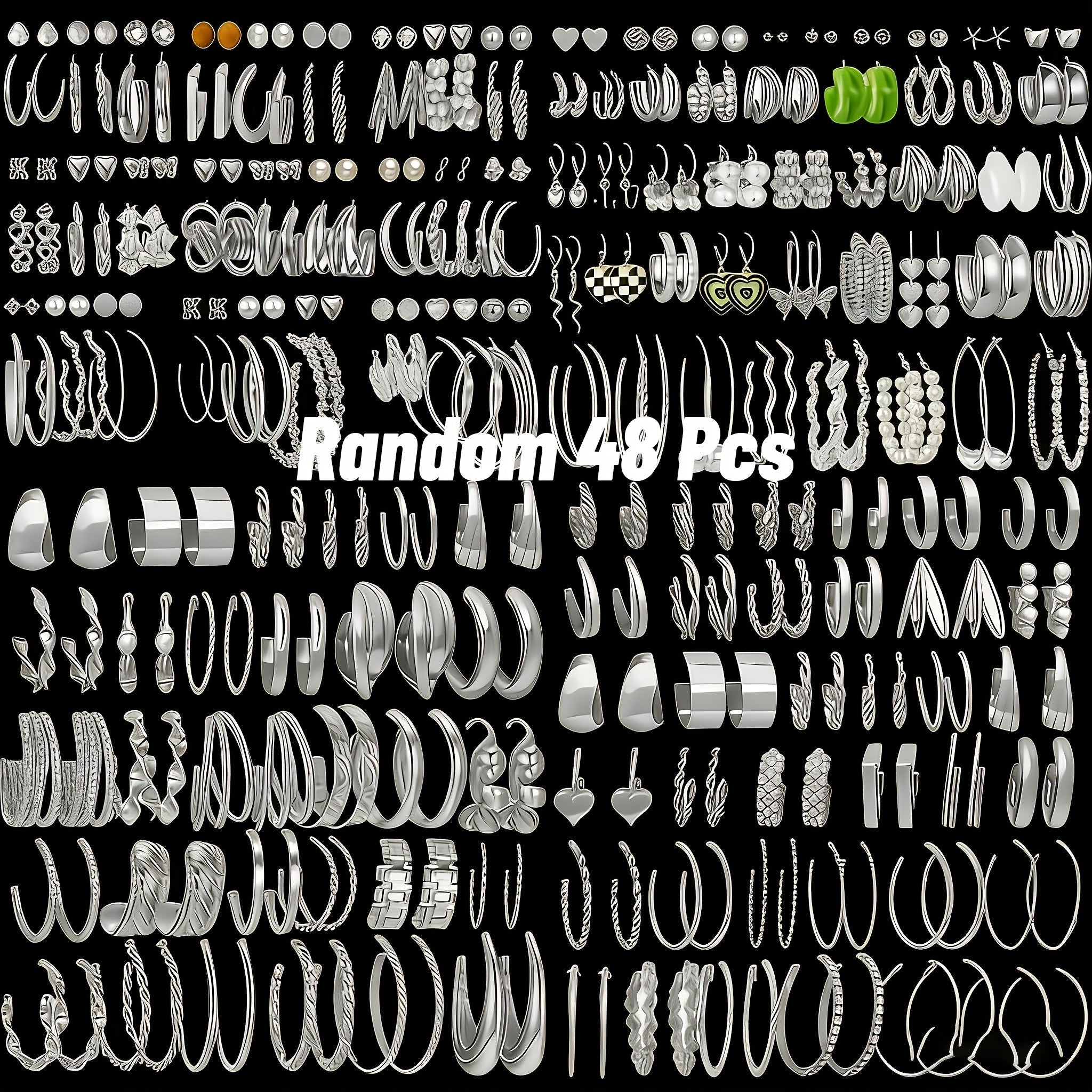 48 Pairs Minimalist Alloy Earrings Bulk Set for Women – Hypoallergenic Stainless Steel Ear Needles Assorted Studs Hoops Geometric Styles Daily Wear Holiday Party Favor Gift for Girls Teens