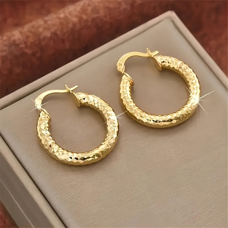 14K Gold Plated Earrings Set 4 Pairs for Women – Hoop Stud and Pendant Mix Durable Circle Earrings for Daily Wear Parties Year-Round Versatile Jewelry Gift