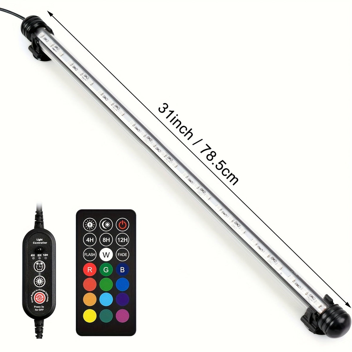 Submersible LED Aquarium Light Multicolor Underwater Fish Tank Light 7.5 to 35 Inch Multiple Sizes 9 to 66 LEDs for Freshwater Saltwater Aquarium Decoration Reef Planted Tank