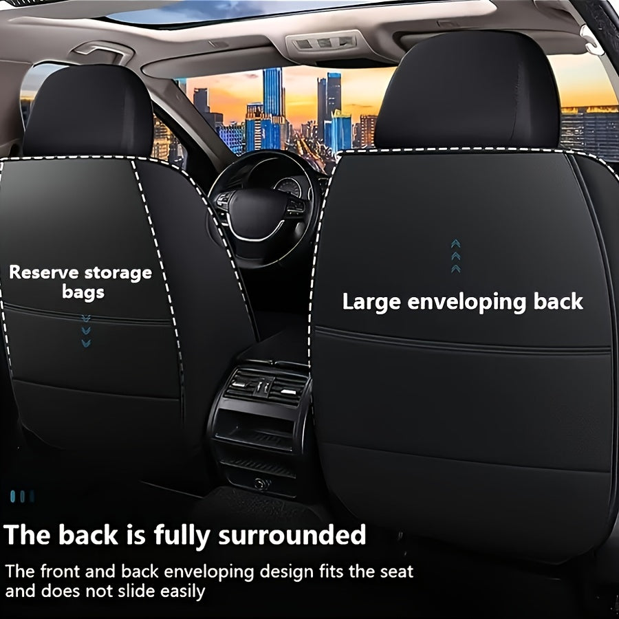 Faux Leather Car Seat Cover Universal Fit Sponge Padded Seat Protector for Sedan SUV Pickup Truck Durable Comfortable Luxury Interior Upgrade 7 Colors Front Rear Seats for Daily Commuters Pet Owners