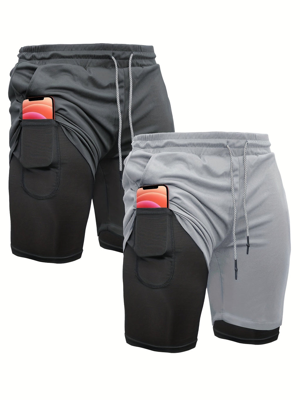 Men's 2-in-1 Running Shorts 7 Inch Quick Dry Compression Liner – Lightweight Athletic Workout Gym Shorts for Men, Polyester Training Shorts for Running Yoga Hiking Outdoor Sports S M L XL XXL
