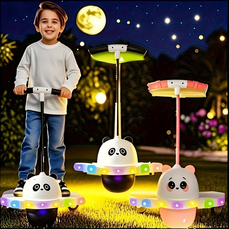 Pogo Ball with Colorful LED Light – Balance Coordination Bounce Toy for Kids & Adults Up to 200lb, Trick Pop Ball Jumper for Indoor Outdoor Play, Birthday Gift for Boys & Girls, Pink Black