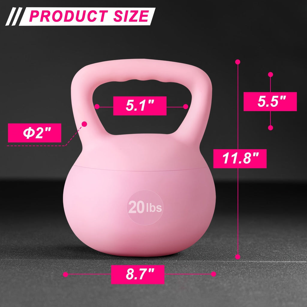 SOGES PVC Soft Kettlebell with Wide Non-Slip Handle – Iron Sand Filled Strength Training Kettlebell 10 to 30 lbs, Safe for Home Gym, Floor & Kids, Ideal for Women & Beginners, Swings Squats HIIT CrossFit