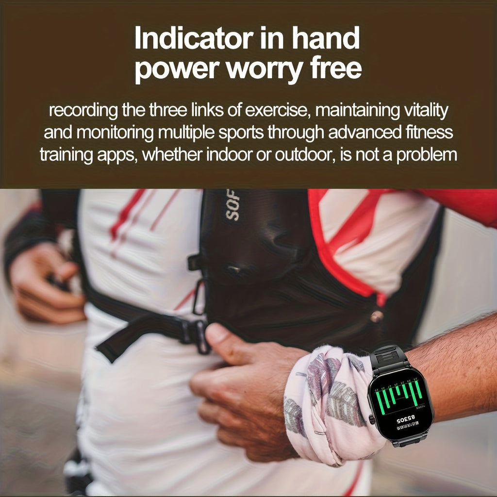 Smartwatch with AI Voice Command 2.1" HD Full Screen Bluetooth 5.3 – 400mAh Battery, Wireless Calls, SMS Alerts, 123+ Sports Modes, Music Playback, Heart Rate & Fitness Tracker for Men Women