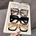 4 Piece Women's Square Fashion Glasses Set – Tortoiseshell Clear Rose Gold Lightweight Plastic Frames Stylish Decorative Eyewear for Office Home Parties Gift for Women