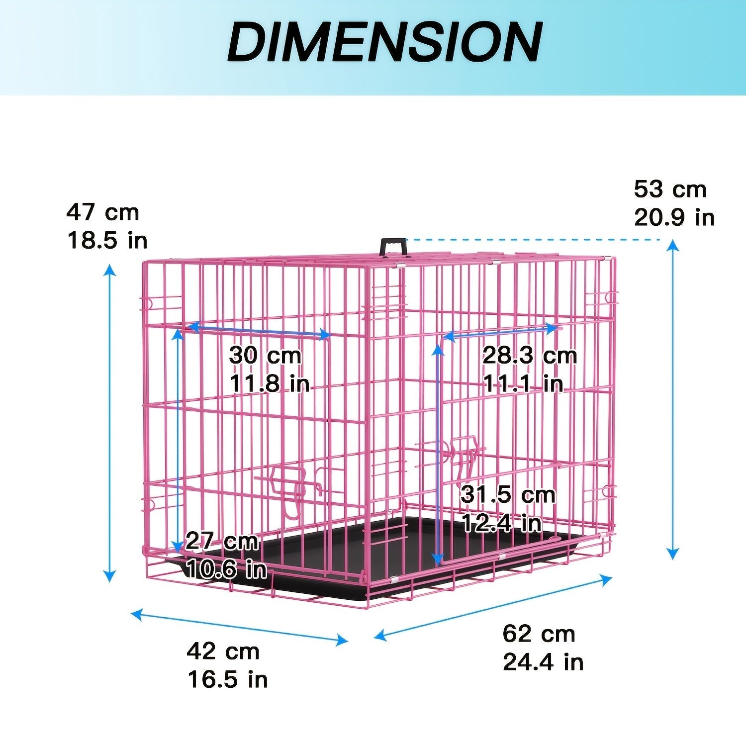 Foldable Metal Wire Dog Crate for Small Dogs & Rabbits – Adjustable Divider Panel, Leak-Proof Plastic Pan, Indoor Outdoor Pet Kennel for Chihuahuas Toy Breeds Small Animals, Multiple Sizes