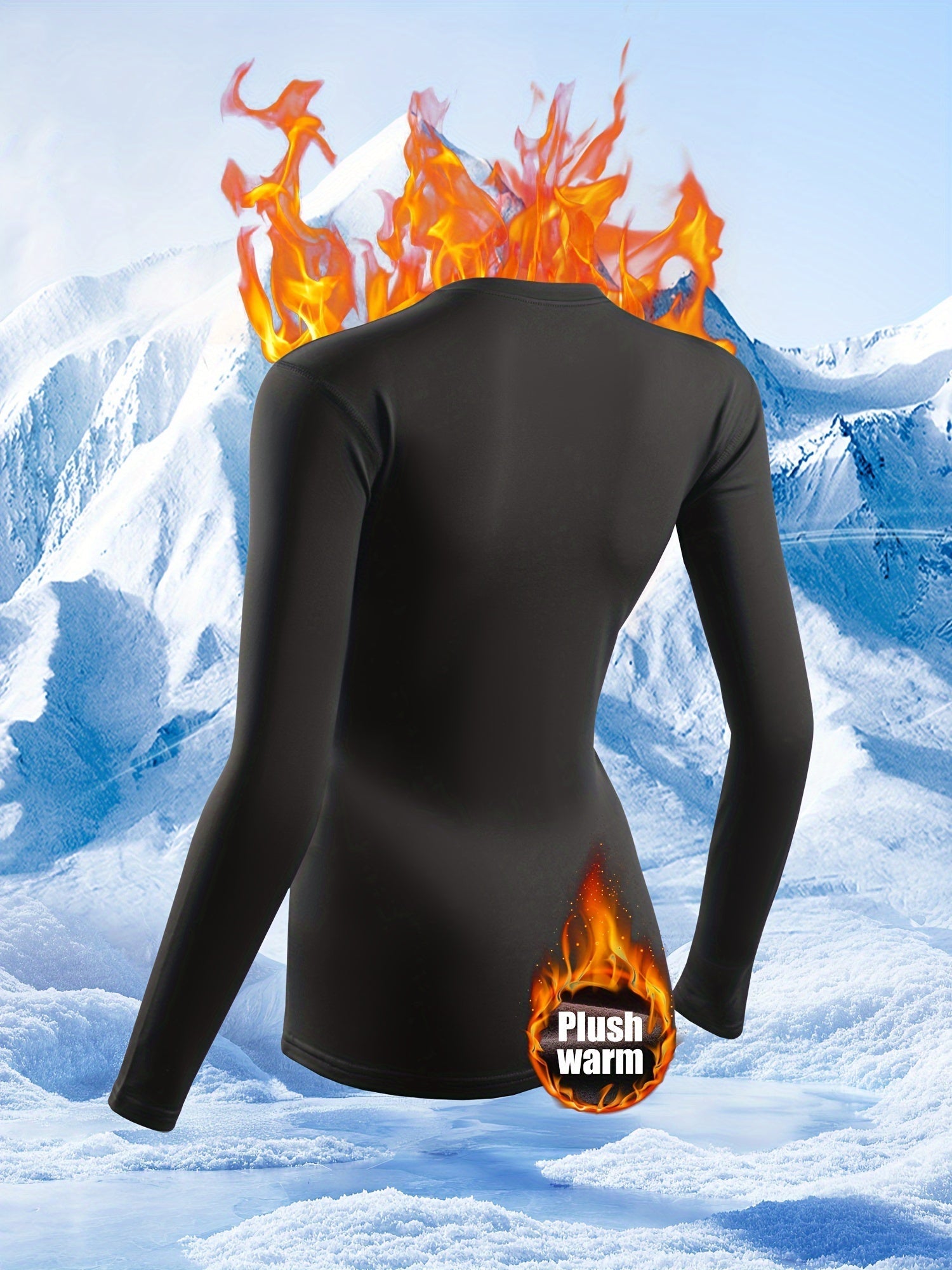 Women's Thermal Underwear Set 2 Piece Fleece Lined Leggings & Top, Compression Base Layer for Winter Sports Skiing Yoga Cycling, Warm Activewear Loungewear Sleepwear for Cold Weather