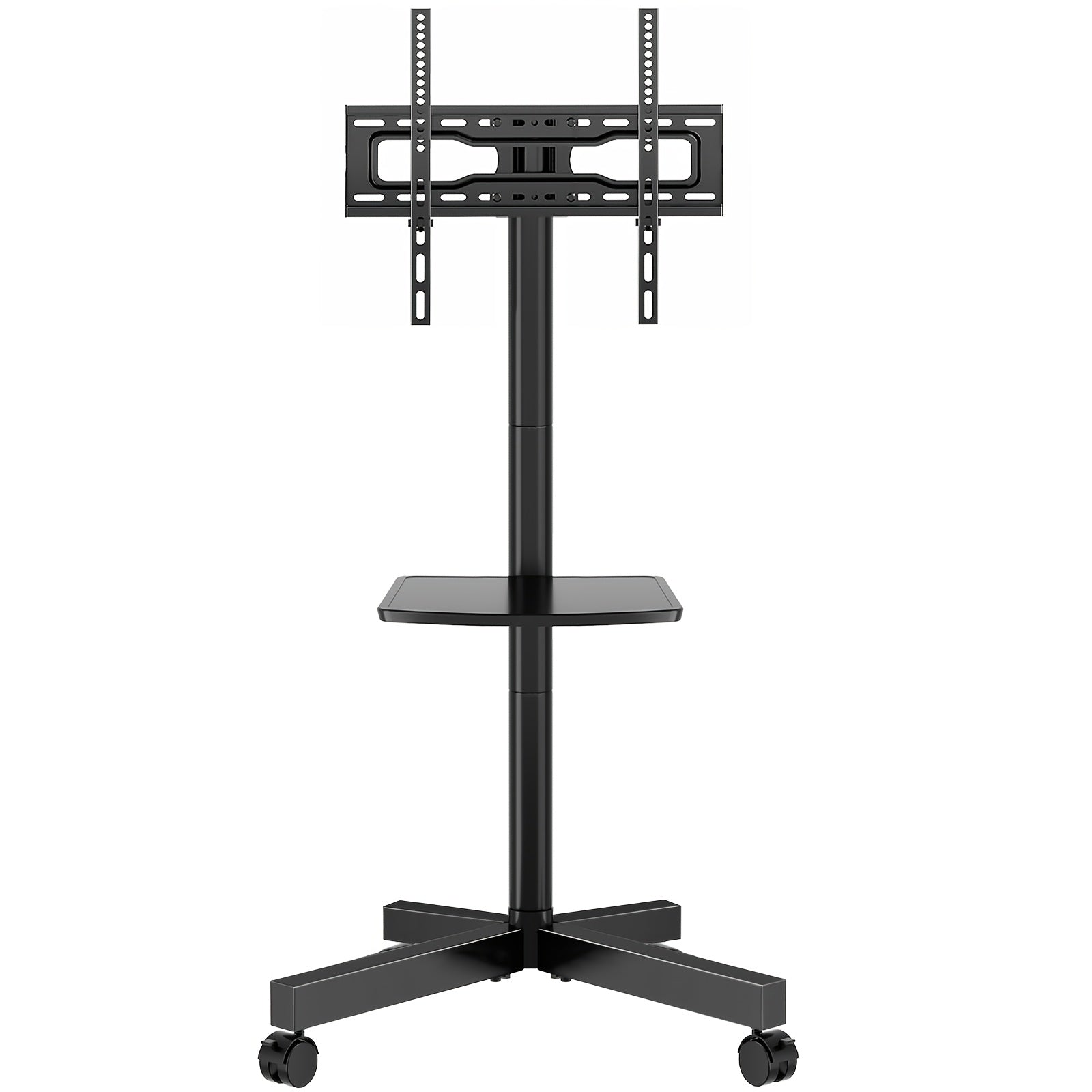 Rolling TV Stand Cart on Wheels for 23-60 Inch TVs Height Adjustable 88lb VESA 400x400 Media Shelf 360 Locking Wheels No Wall Drilling Mobile TV Mount