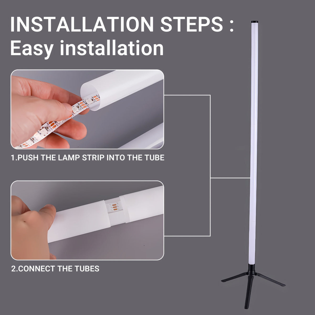 RGB Corner Floor Lamp 16 Million Colors Music Sync APP Remote Control 300 Plus Effects 2700K-6000K Dimmable Smart Standing Light for Living Room Bedroom Gaming Room Office