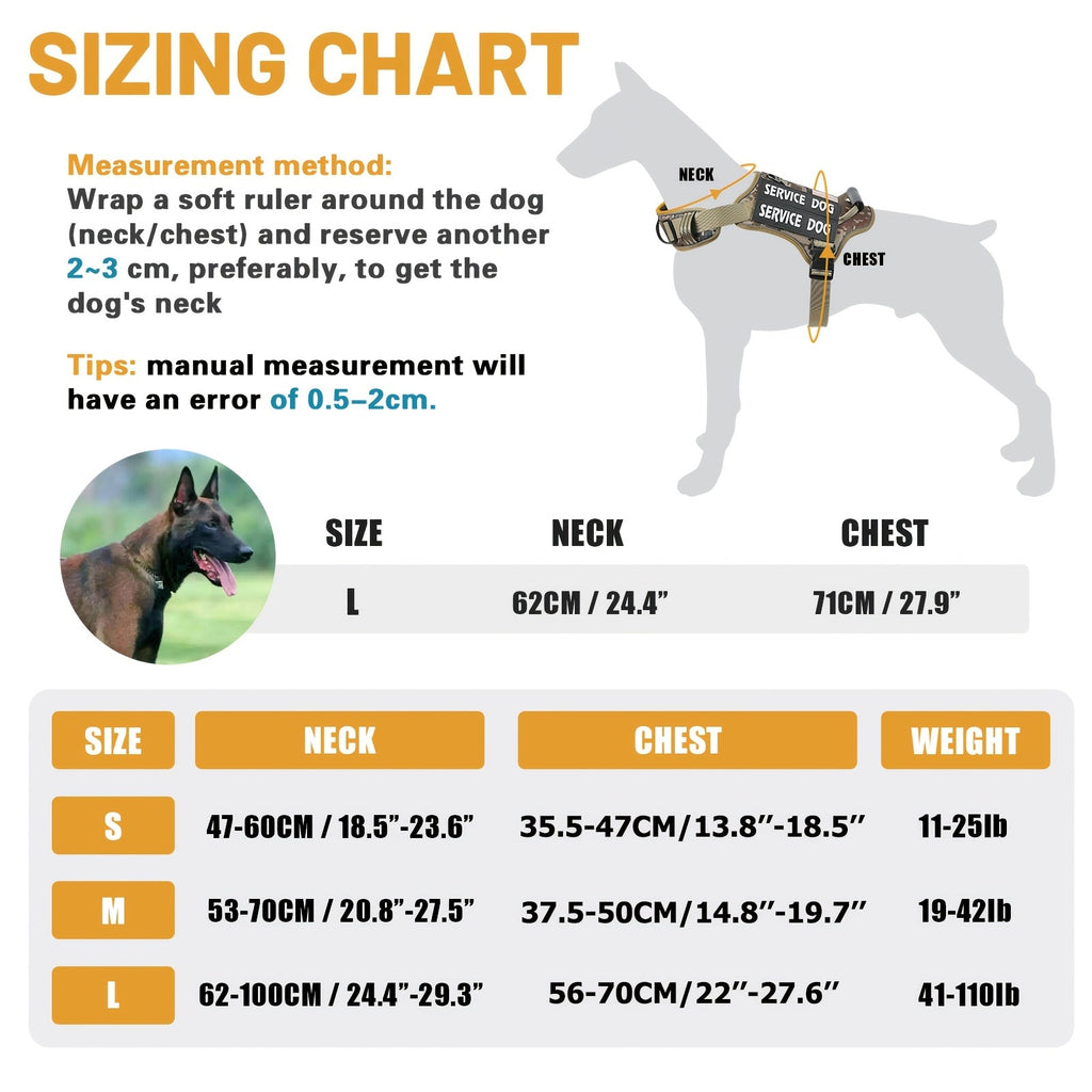 Tactical MOLLE Dog Harness No-Pull Adjustable Reflective Vest with Control Handle – Service Dog Training Harness for Safe Walking, No Pulling Tugging or Choking, S/M/L