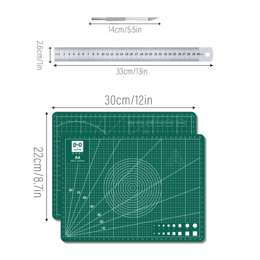 65-Piece Exacto Knife Craft Cutting Kit with A4 Self-Healing Cutting Mat – Precision Stencil Knife, Replacement Blades & Rulers for Paper Modelling DIY Scrapbooking Art Card Making