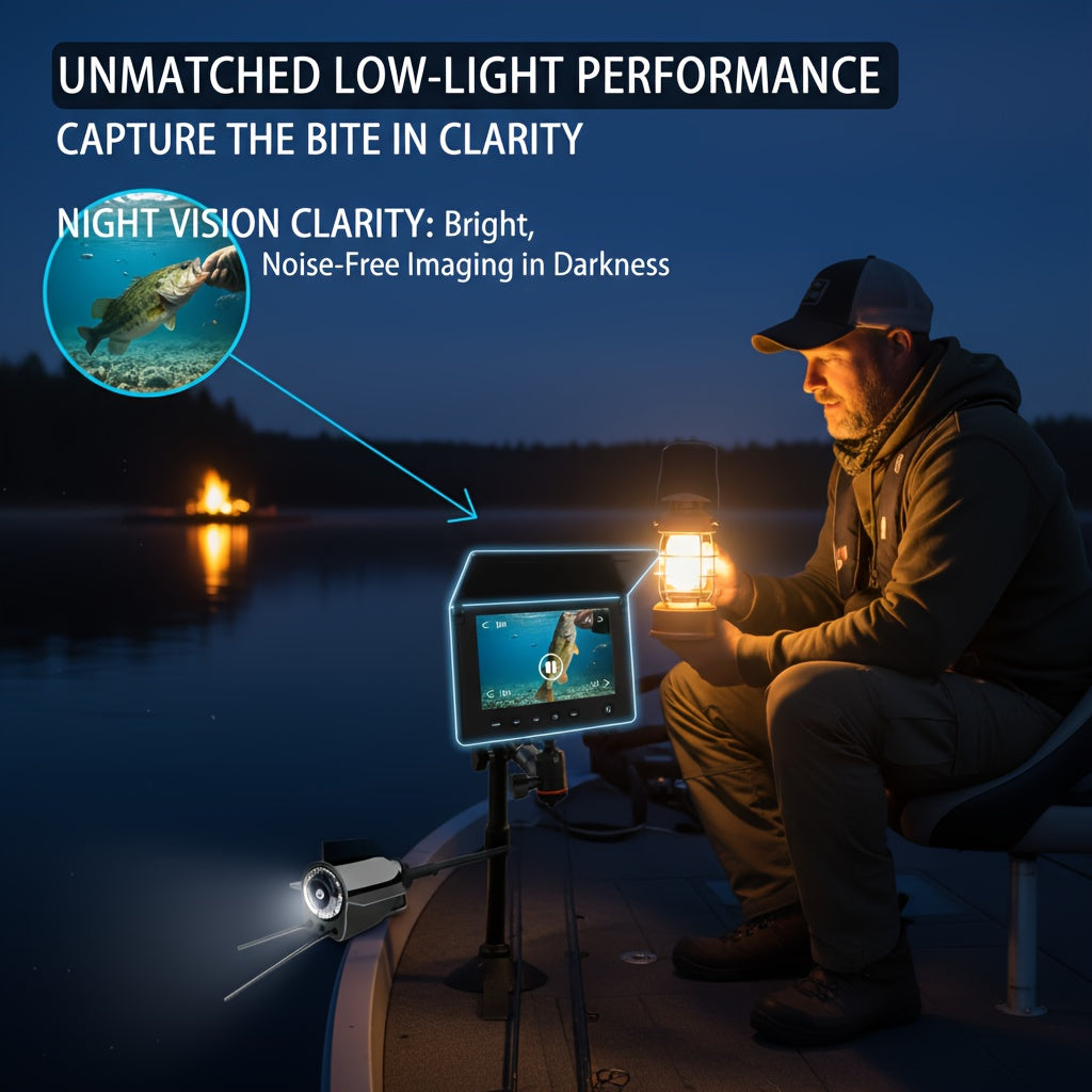 Fish Finder with HD Underwater Camera 4.3 Inch Screen 140 Degree Wide Angle Lens Fish Attracting Light Portable Fishing Viewing Set for Ice Fishing Lake River