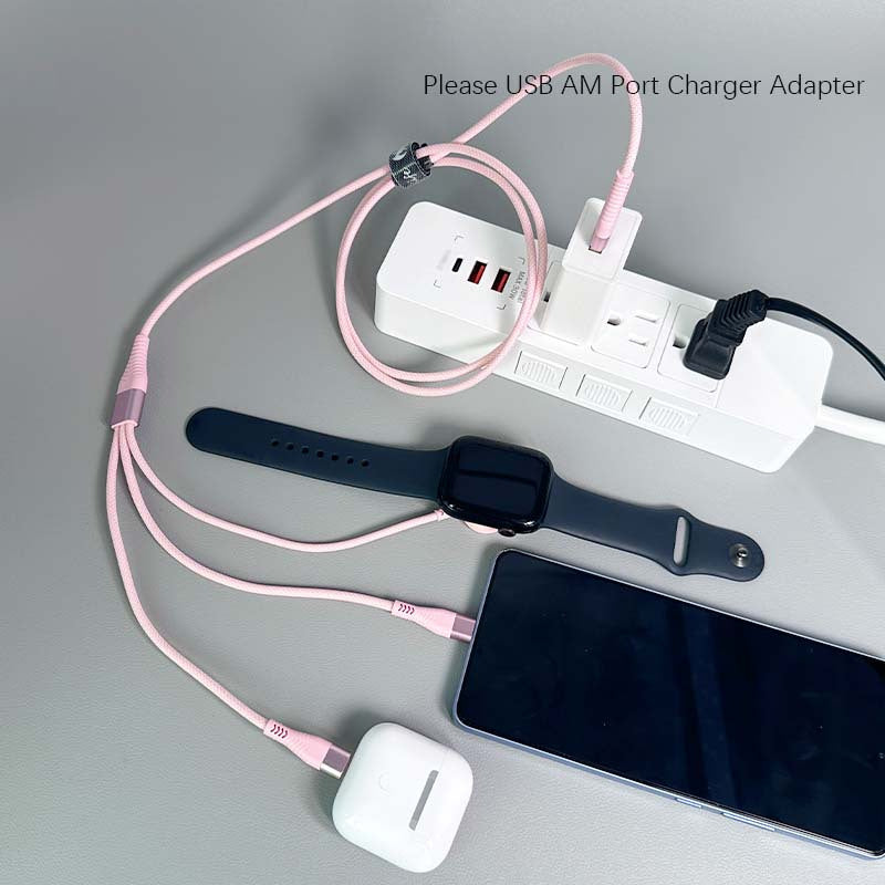 3 in 1 Charging Cable iWatch Magnetic Charger Lightning Type-C – Nylon Braided 47 Inch Fast Charging for iPhone, Apple Watch Series 1-10 & Android Phones