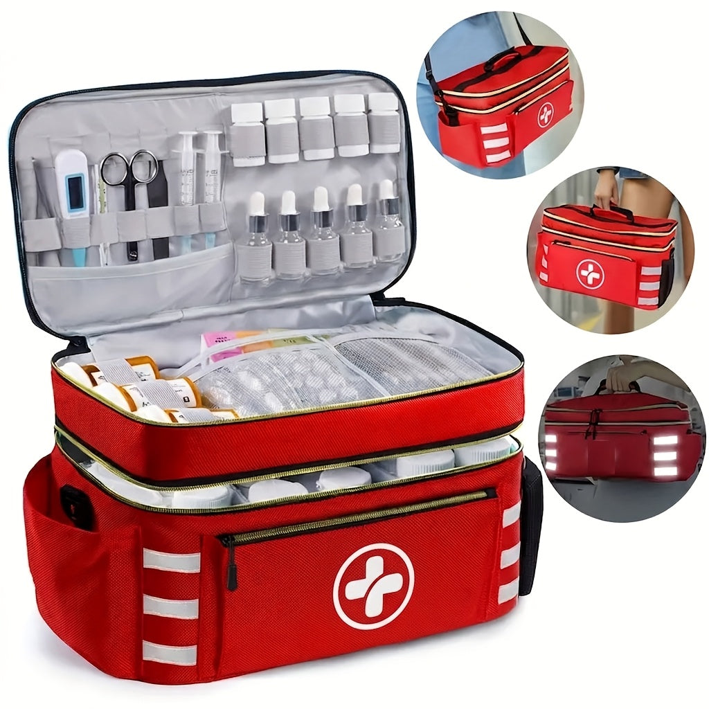 Medicine Storage Bag First Aid Kit Organizer – Household Medicine Organizing Box with Rack Basket for Home, Travel & Car Emergency Preparedness, Perfect Holiday Gift