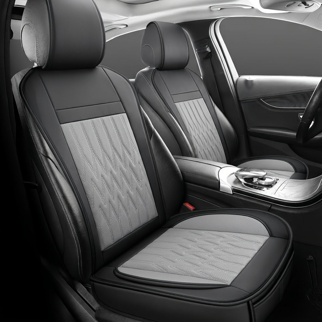 Universal Front Car Seat Covers 2 Pack Full Surround High-Back Bucket Seat Protector Anti-Slip Easy Install for Cars SUVs Trucks Multiple Colors and Styles Aero Wave Luxe Diamond Dynamic Stripe