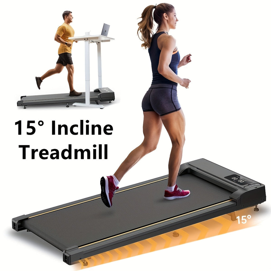 Under Desk Walking Pad Treadmill 2.5HP 15% Incline 4-in-1 Quiet Motor 265 Lbs Capacity with Remote Control & LED Display - Portable Home Office Fitness Treadmill for Walking, Jogging & Weight Loss