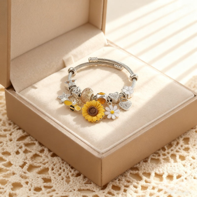 Gold Charm Bracelet for Women Multi-Pendant – Hypoallergenic Boho Stackable Wrist Jewelry for Fall Winter Daily Wear, Unique Valentine's Day Christmas Birthday Anniversary Gift for Her