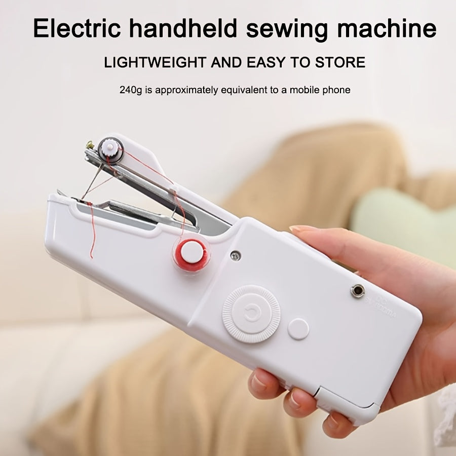 Portable Cordless Mini Sewing Machine with Accessory Kit – Lightweight Handheld Stitching Tool for Beginners Quick Fabric Repairs Hemming Patching and DIY Crafts – Battery USB Powered White or Black