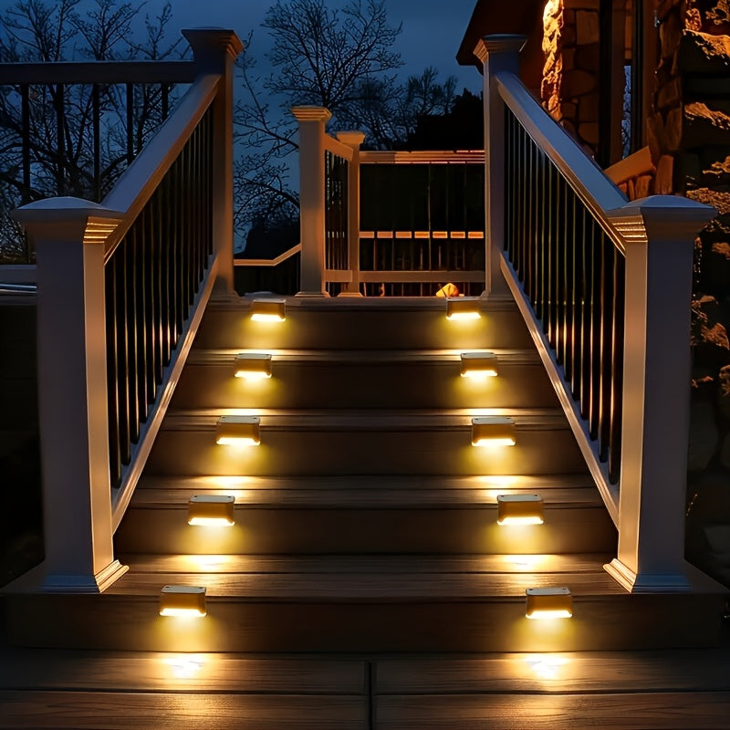 Solar Deck Lights Outdoor Waterproof LED – Auto Dusk to Dawn 800mAh Warm White Solar Powered Step Stair Fence Pathway Patio Garden Driveway Yard Wall Lighting 8 16 32 Pack