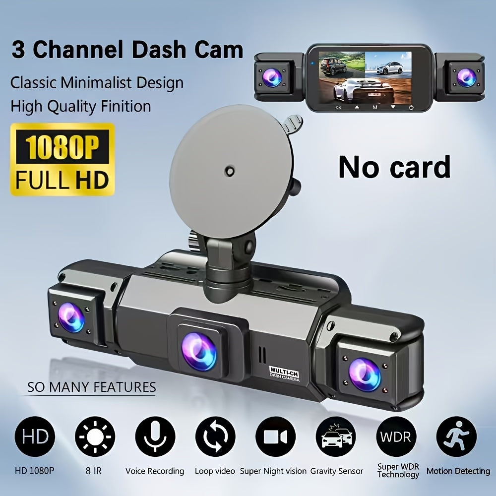 360 Dash Cam 3 4 Channel 1080P HD Full Coverage Night Vision WDR G-Sensor Loop Recording 24/7 Parking Monitor WiFi Multi-Lens Car Camera System Zero Blind Spots Front Rear Side Interior