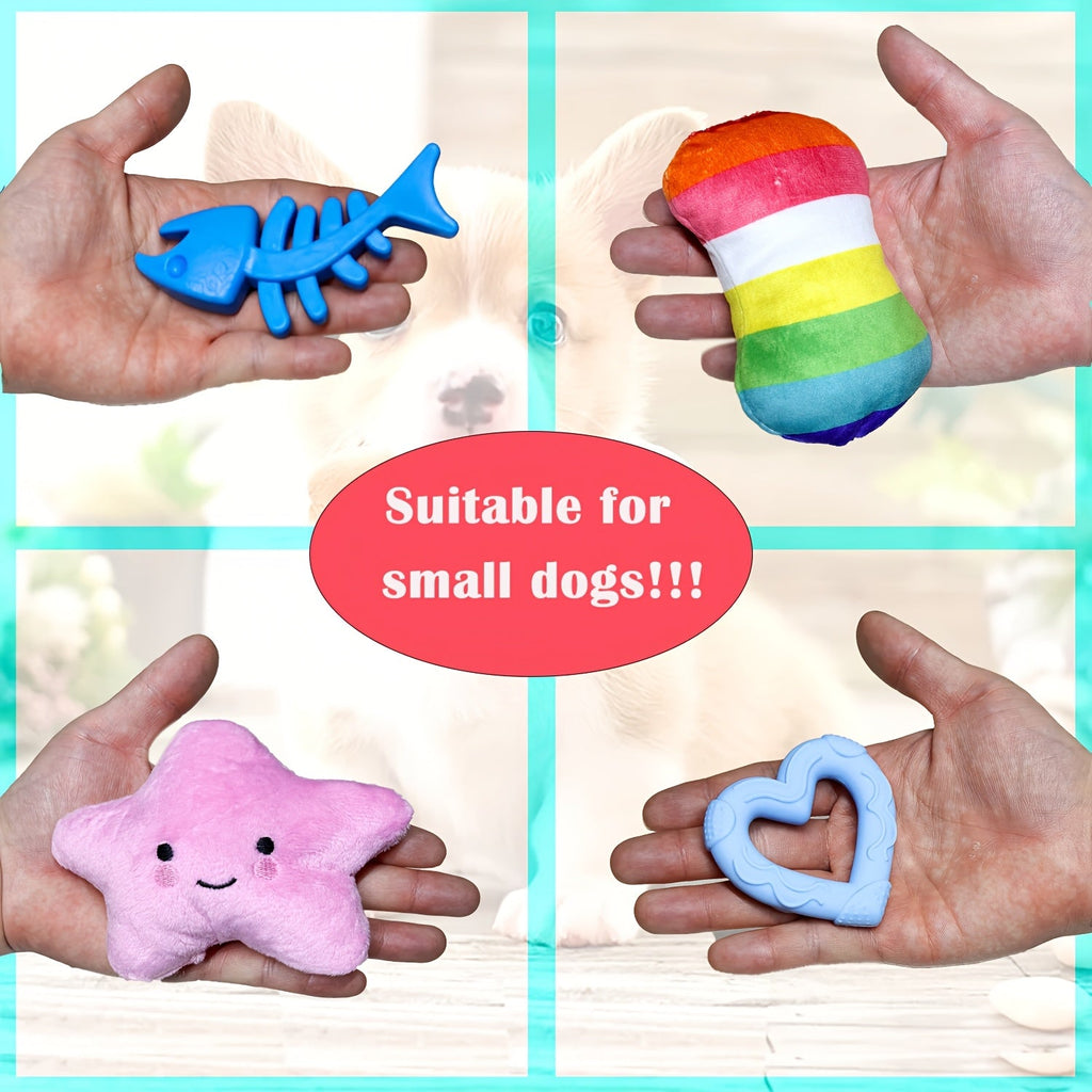 Interactive Dog Toy Set 6 & 12 Pcs Squeaky Knot Fabric Chew Toys with Cartoon Patterns – Teeth Cleaning Training Play Set for All Breed Sizes, Squeakers Knot Toys & Balls, No Battery Needed