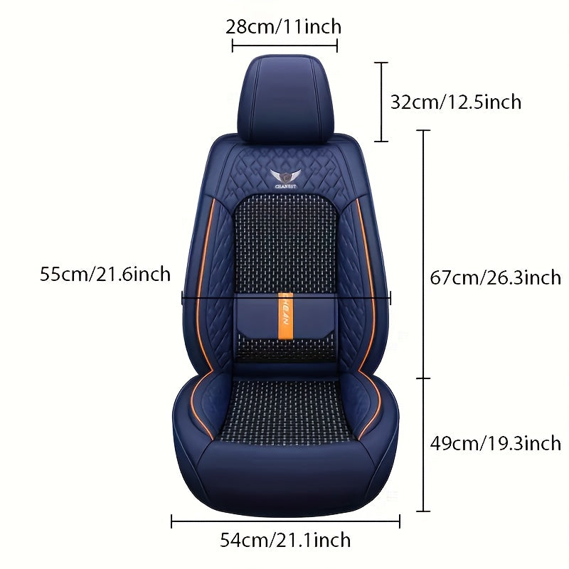 Universal Car Seat Covers Faux Leather Waterproof – Full Set 5-Seat or 2 Front Seats for SUV Sedan Pickup, 3D Diamond Sponge Cushion, Stretchable Non-Slip