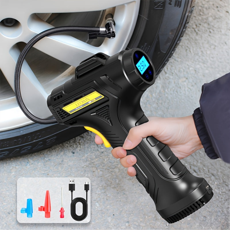 Portable Tire Inflator 150 PSI 120W Cordless Air Compressor 25L/min Fast Inflate Auto-Shutoff Digital Pressure Gauge LED Light Dual 2000mAh Battery for Car Motorcycle Bike Ball | Nova Mart