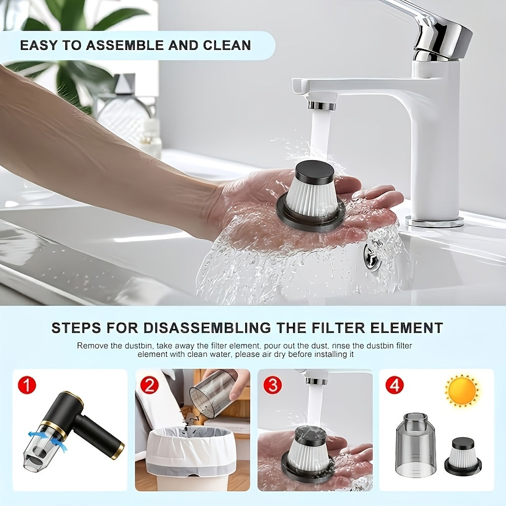 8000Pa Portable Car Vacuum Cleaner – Handheld Auto Vac with Blow & Suction Functions, Gap Cleaning Tools, High-Efficiency Strong Suction for Car, Office & Home Cleaning