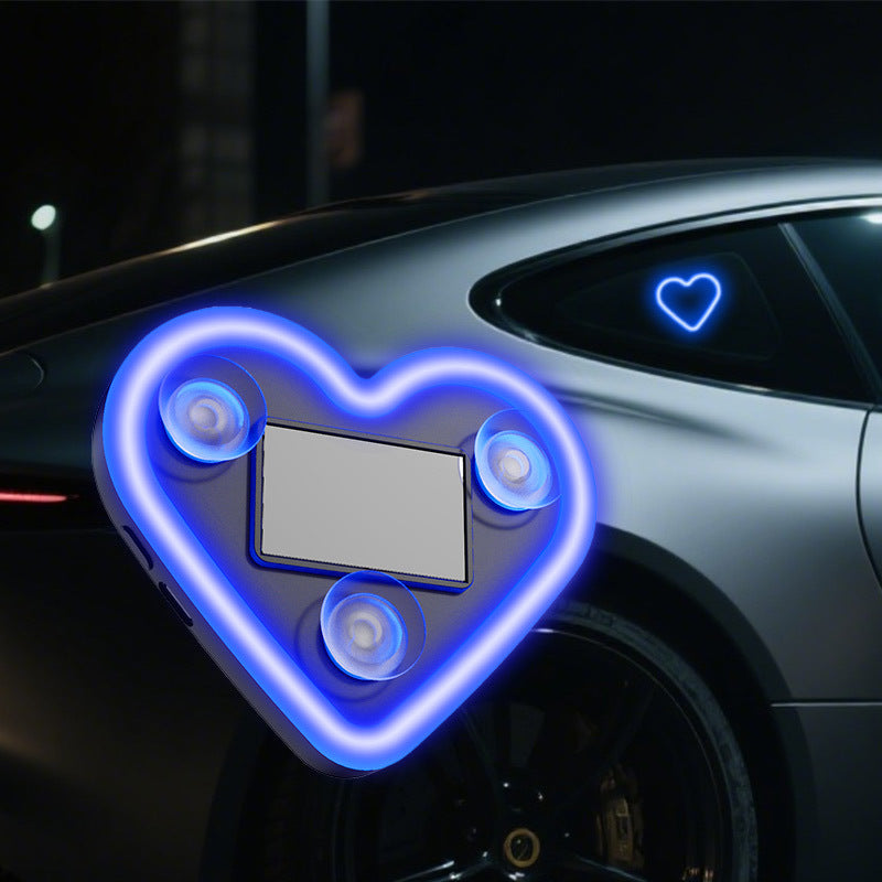 Heart & Flower Shaped Car Interior LED Neon Mood Lights USB Powered Cute Ambient Decoration for Women Girls Pink Red Blue Dashboard Window Decor Valentine's Day Birthday Gift Car Accessories | Nova Mart
