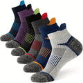 Merino Wool Hiking Socks 6 Pairs for Men & Women – Cushioned Ankle Compression Running Work Socks, Moisture-Wicking Breathable Low Cut No-Show Design, All-Season Blister-Free Comfort