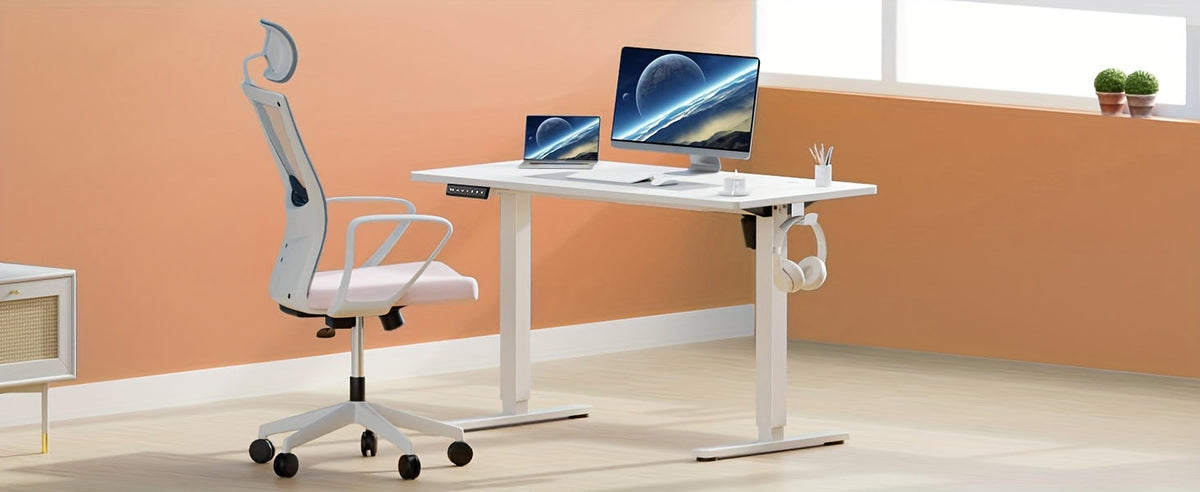 63 Inch Electric Standing Desk Height Adjustable Sit-Stand PC Workstation Wood Desktop Home Office Gaming Room Bedroom 3 Colors 3 Sizes