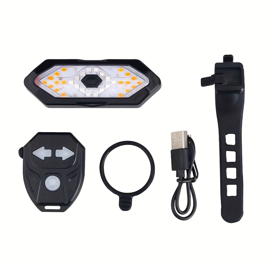 Bike Tail Light with Turn Signals USB Rechargeable 120 Lumens 5 Modes Wireless Remote Control LED Safety Rear Light for Road Mountain Commuter Bike Adults Kids Men Women Cycling
