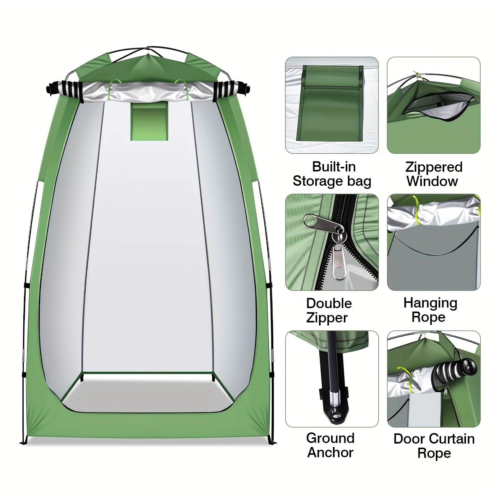Pop-Up Camping Shower Tent & Privacy Shelter – Portable Waterproof Changing Room, Outdoor Toilet Tent for Camping, Hiking, Beach, Backpacking & Festivals, Instant Setup No Tools Needed