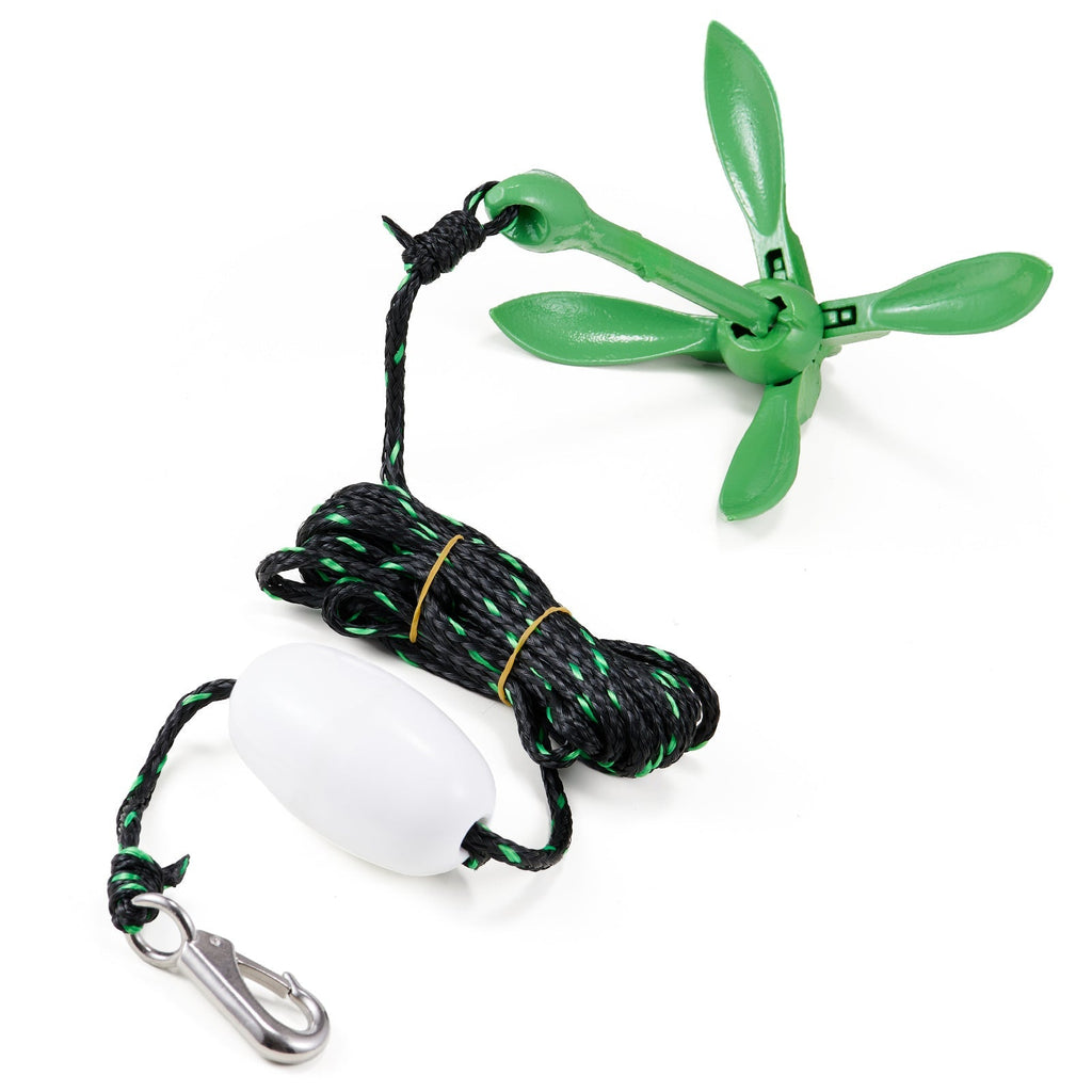 VEVOR Kayak Anchor Kit 3.5 lb Folding 4-Fluke with 26.2 ft Marine Rope, Buoy & Snap Hook - Corrosion-Resistant Paddle Board Anchor for Kayaks, Canoes, SUP & Small Boats