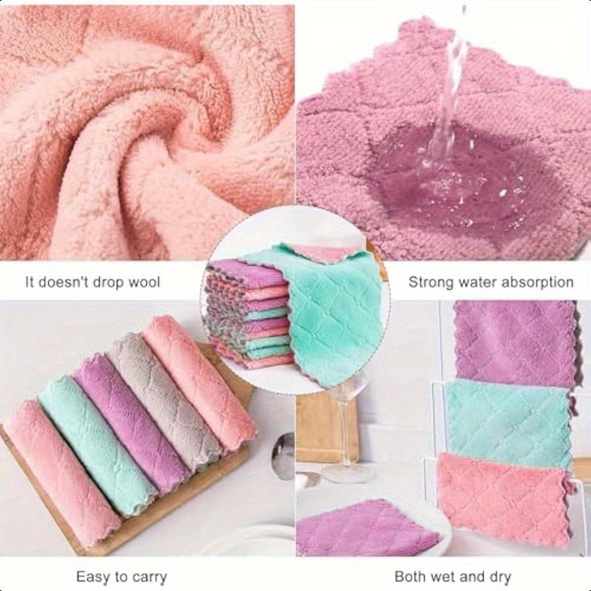 40-Pack Cleaning Cloths – Soft Absorbent Household Rags 9.4x9.4", Multi-Purpose Square Towels for Kitchen Bathroom Car Cleaning, Random Colors, Year-Round Use, Great Gift for Mom
