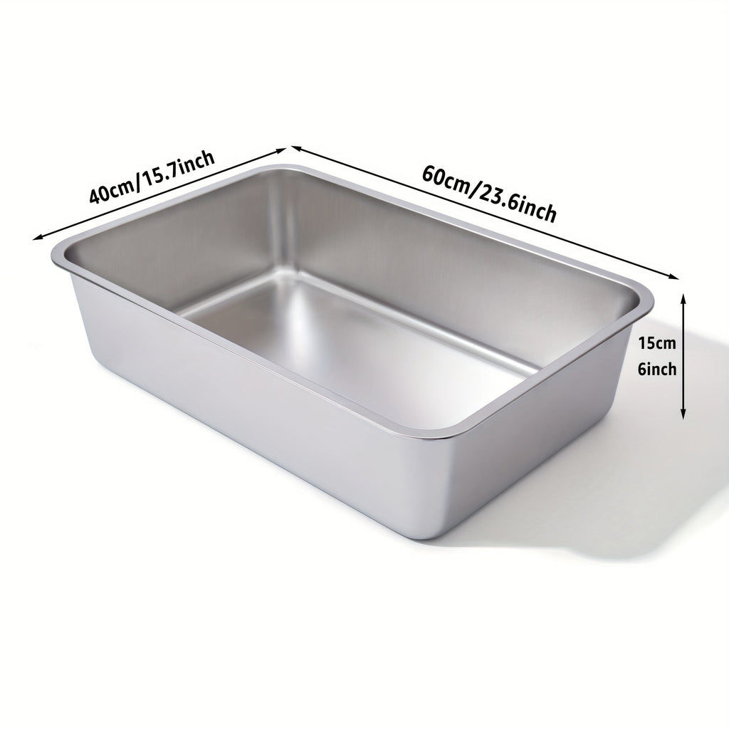 Stainless Steel Cat Litter Box XL – 2-Pack Extra Large Metal Litter Box, 6" Deep High Sides, Easy to Clean, Odor Resistant, for Big Cats & Multi-Cat Households, Rectangle Corner-Fit Design