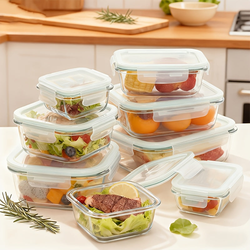 Airtight Glass Food Storage Containers 16-Piece Set 8 Lids 8 Containers Microwave Oven Freezer Dishwasher Safe BPA-Free Meal Prep Salads Fruits Vegetables Sandwiches Picnic