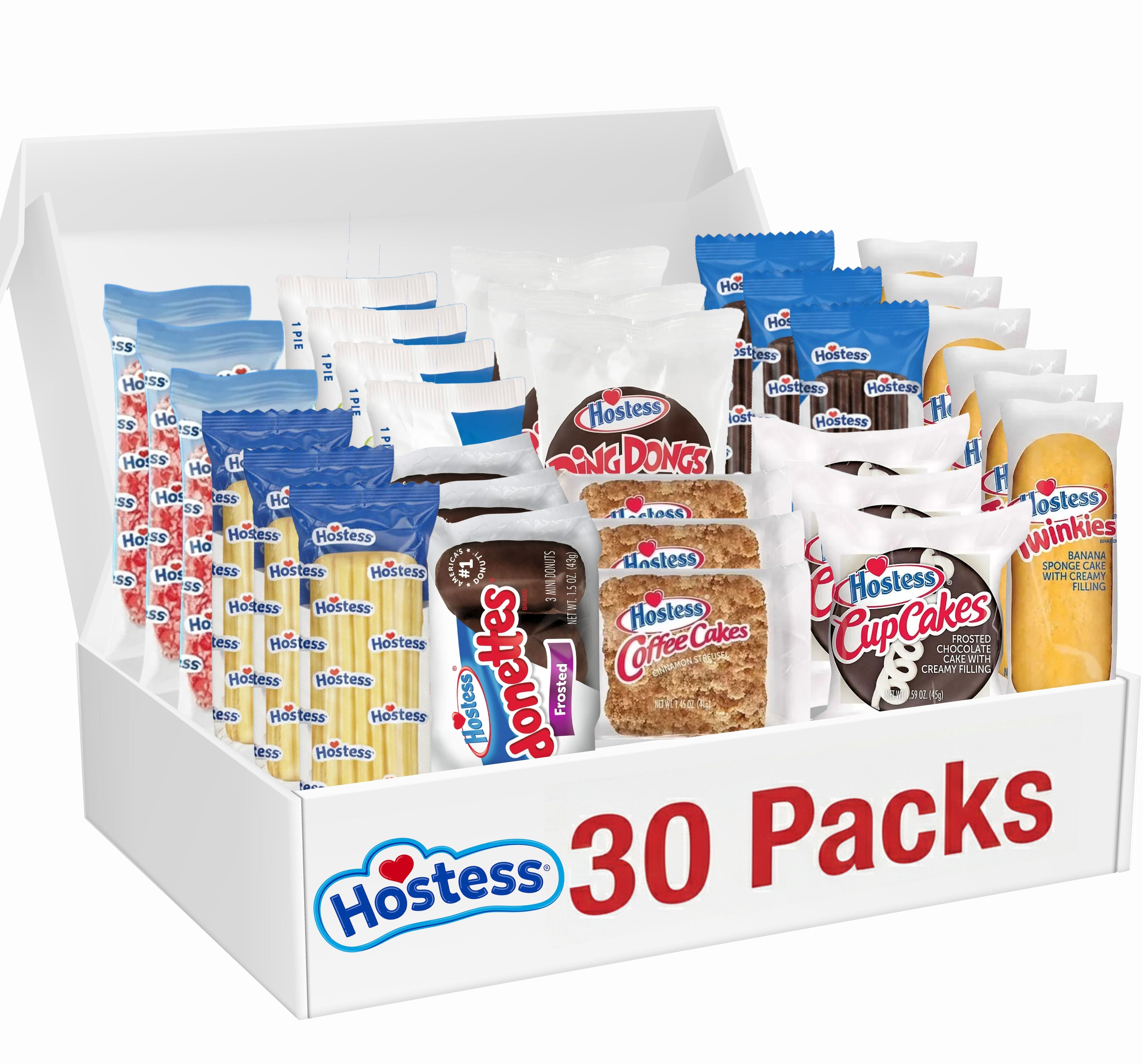 Hostess Cakes Assorted Variety Pack 30 Count – Individually Wrapped Single Serve Mini Pastry Snacks for Travel, Office, Gifting & Lunchboxes, Assortment May Vary