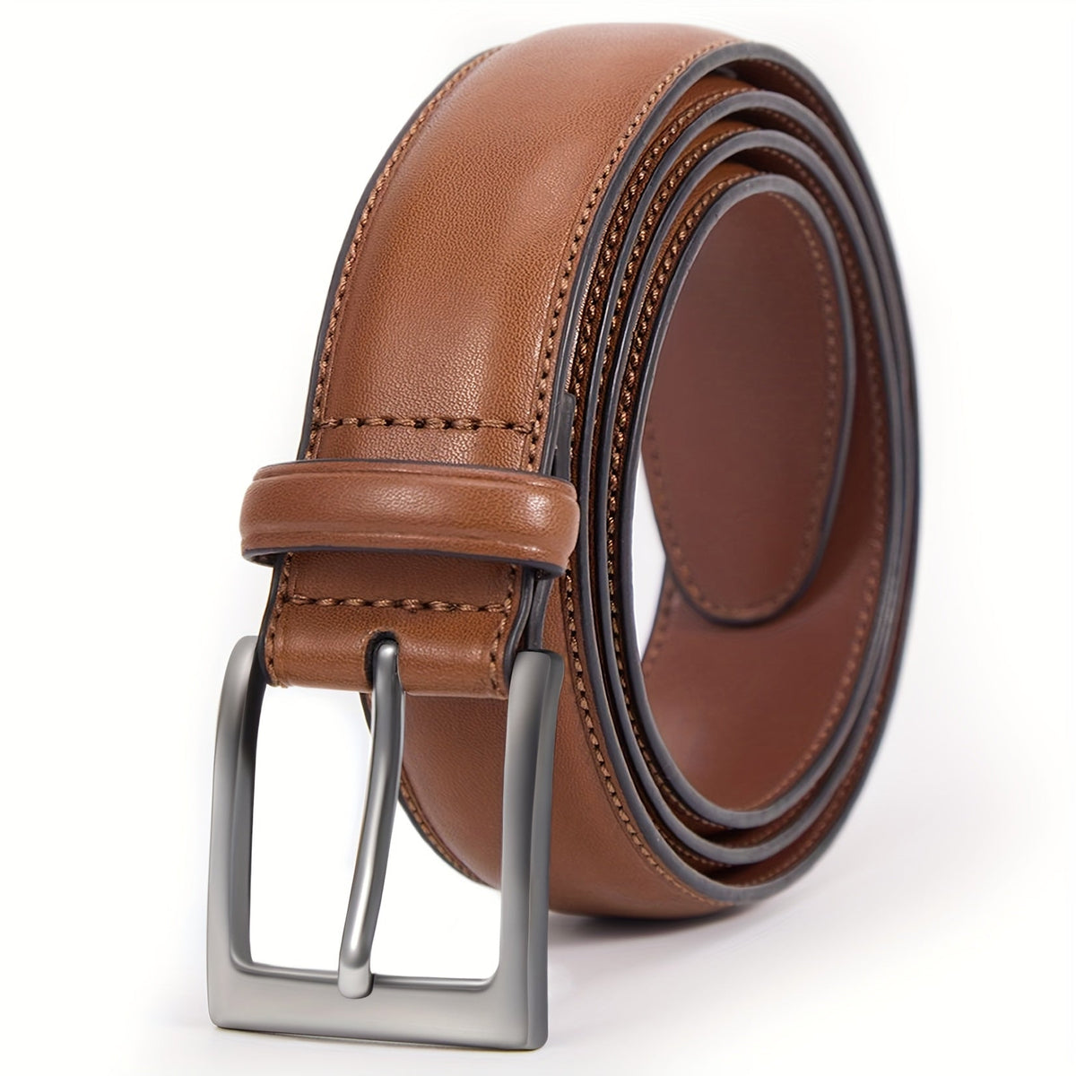 Men's Genuine Leather Prong Buckle Belt for Jeans & Work – Classic Business Dress Belt in Black, Brown & More, Sizes 28"-54" Including Big & Tall
