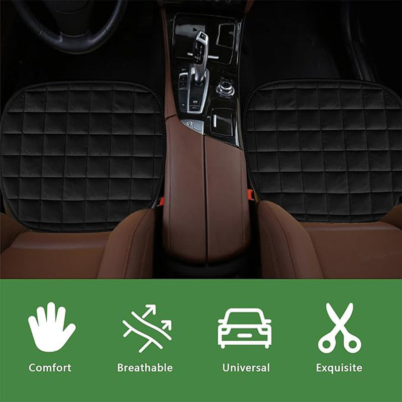 Plush Plaid Car Seat Cushion Protector 3-Piece Set – Thick Warm Memory Foam Pad, Non-Slip Breathable Universal Fit, Hand Washable Lightweight Car Seat Cover for 2 Front + 1 Back Seat, All Seasons